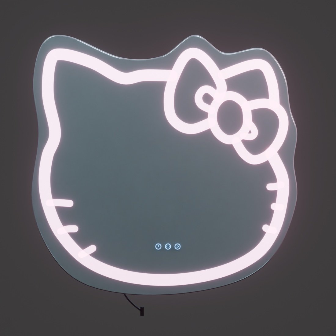 Espejo retroiluminado con silueta de gato y lazo