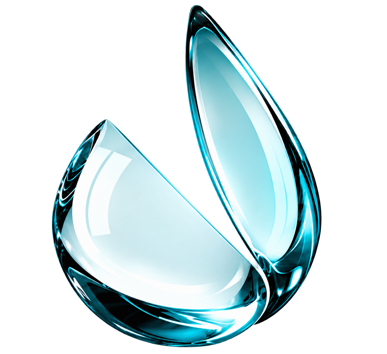 Dos pétalos de cristal turquesa entrelazados, símbolo de Melody